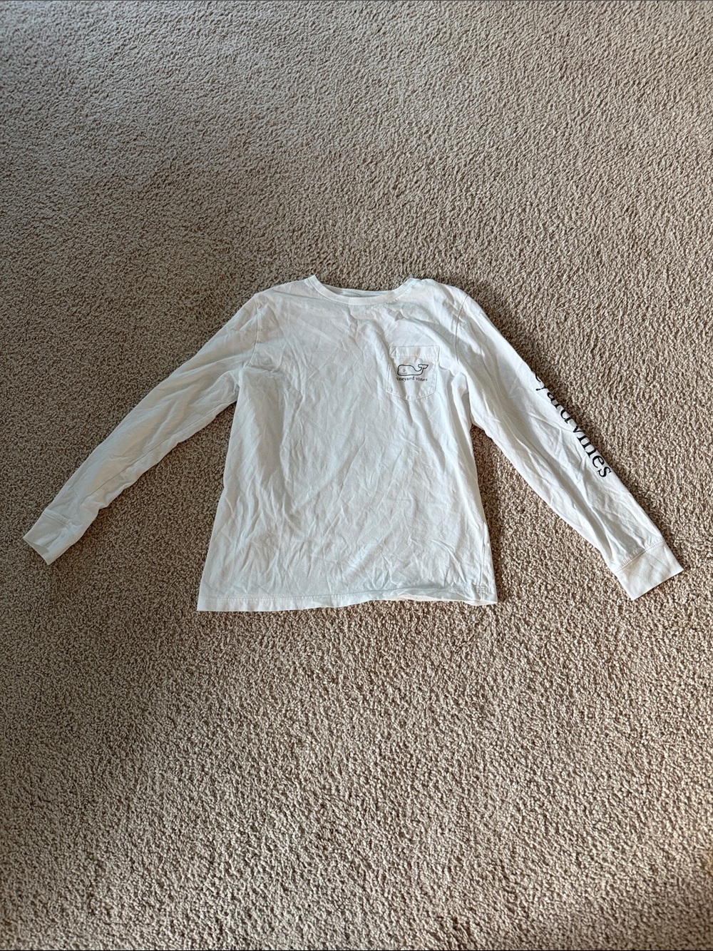 Vineyard Vines Kids White Long-Sleeve Tee with Logo Sleeve